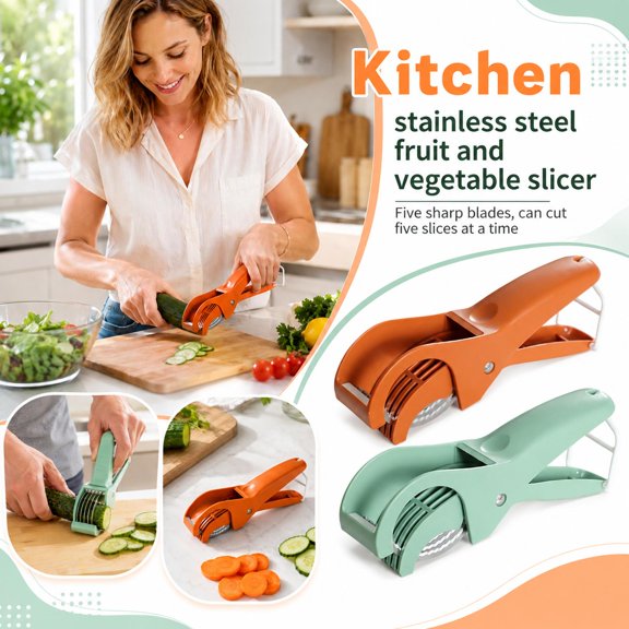 Multifunctional Vegetable Peeler for Kitchen, Slicer Vegetable Cutter, Fruit and Vegetable Peeler, Stainless Steel Slicer, 7X1.5 in Handheld Kitchen Gadget with Non-Slip Grip for