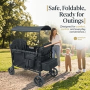 Multifunctional Wagon 300D Cationic Fabric Seat, Wonderfold Wagon with 2 Universal Front Wheels & Foot Brake, Jeep Wagon Stroller Adjustable Handle 4-20 Inch for Home Park.