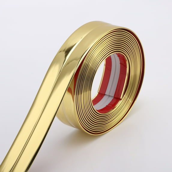 Multifunctional Wall Molding Trim & Corner Guards & Caulk Strip, Apply in Table Edge Door Frame Baseboard for Protection and Decoration, Shiny Gold, 16.4ft x 0.8in