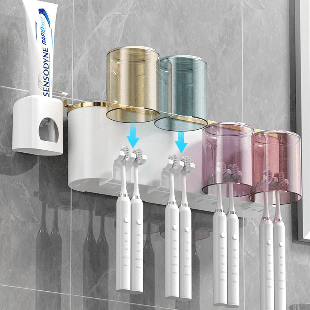 Multifunctional Wall Mount Toothbrush Holder, Automatic Toothpaste ...