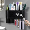 thumbnail image 1 of Multifunctional Wall-Mounted Toothbrush Holder, Automatic Toothpaste Dispenser Space Saving Toothbrush and Toothpaste Holder, with 2 Cups and Drawers Cosmetic Organizer (Black 2 Dispensers), 1 of 8