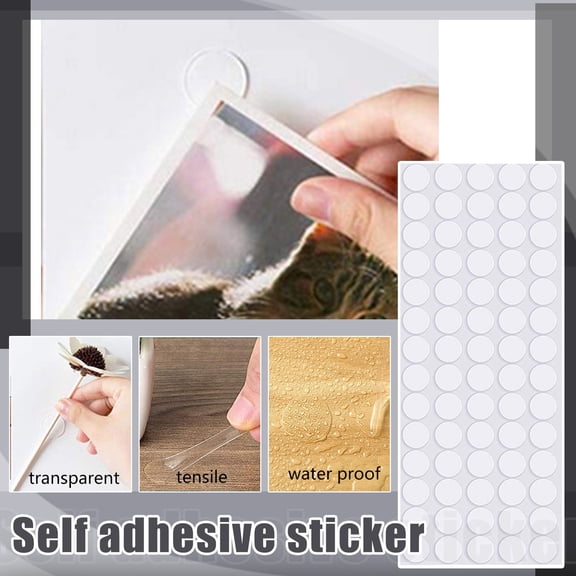 Strong Multifunctional Double Transparent Wall Stickers - Acrylic Seamless Self Tape Dots for Home Decoration and Organization 2PCS