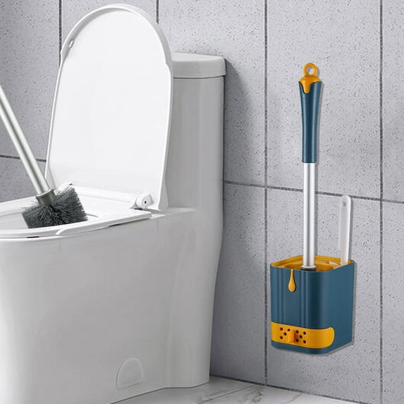 Multifunctional Wall-mounted Double Head Toilet Cleaning Brush, Long Handle for Corner-Free Cleaning, Built-in Tray for Drying, Non-slip Base for Easy Use