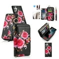 thumbnail image 1 of Multifunctional Wallet Case For Samsung Galaxy S23 Ultra with RFID Blocking Card Slots,Detachable Purse Soft PU Leather Magnetic Snap Hand Strap Zipper Pocket Cute Flower Case with Carabiners,Black, 1 of 13