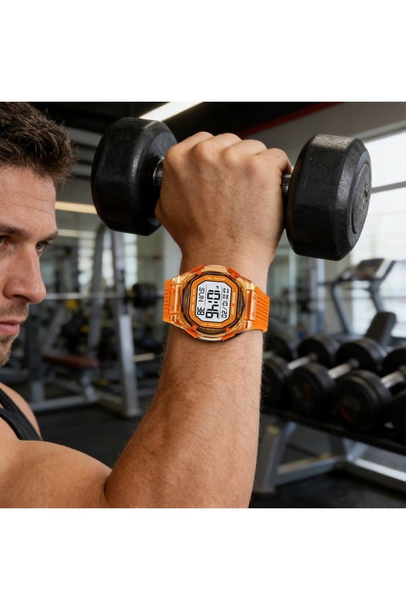 Multifunctional Waterproof Digital Wristwatch, multi practical daily functions, 50 meter splash resistance, lightweight soft strap electronic watch for student office casual daily time keeping