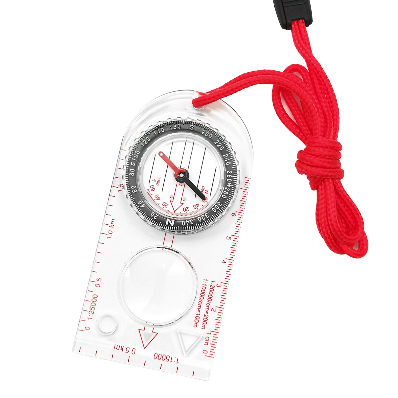 Multifunctional Waterproof Navigation Compass, Orienteering Compass Map Ruler Magnifier for Explorer Hiking Map Reading and Navigation with Adjustable Lanyard