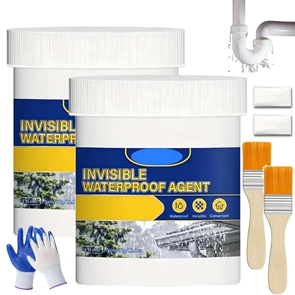 Multifunctional Waterproof Sealant Gel,Transparent Rainproof Coating,300ml Waterproof Multi-Purpose Polyurethane Coating Roof Leak Repair,for Campers & Flat Roofs, Leaks, Cracks & Seams (2Pc)