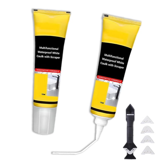 Multifunctional Waterproof White Caulk with Scraper - Silicone Grout Sealant for Bathroom, Shower, Kitchen, Tile Repair, Crack Filling, and Waterproofing