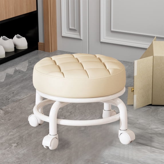 Multifunctional Wheeled Low Stool | Rolling Shoe Bench with Wheels | Compact 25x25x22cm Seamstress & Lazy Man Sitting Stool for Home Use