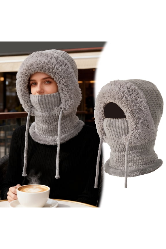 Multifunctional Winter Headwear for Outdoor Hiking with Integrated Knitted Hat Scarf Set Lightweight Foldable