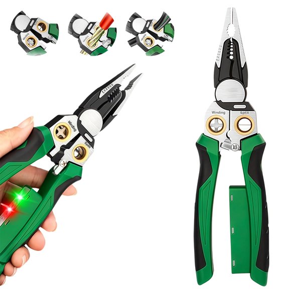 Multifunctional Wire Stripper, 8 in 1 Electrician Pliers with Voltage Tester, Wire Stripper for Strip, Cut, Crimp, Split, Wrap, Pull