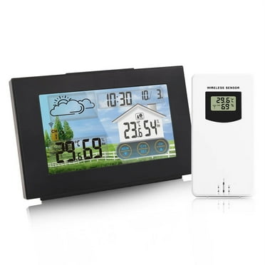 Multifunctional Wireless Weather Station Forecaster Indoor Outdoor Thermometer Hygrometer with Sensor Color Screen Alarm Clock