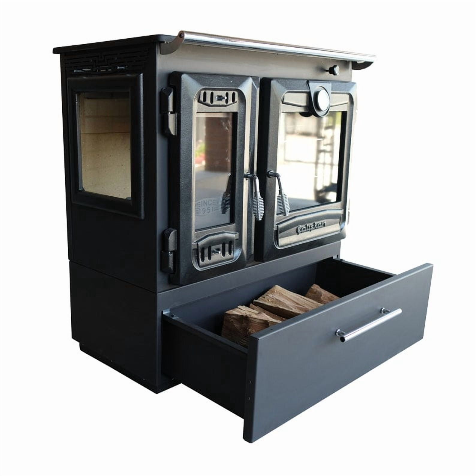 Multifunctional Wood Burning Cast Iron Stove with Oven 3D Box Cooking ...