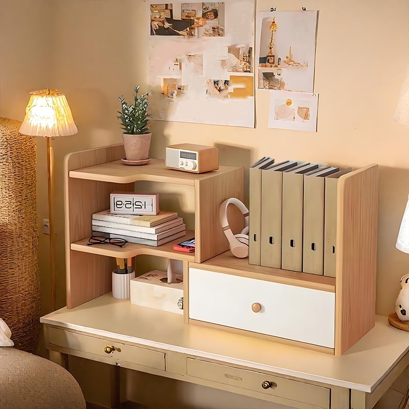 Multifunctional Wood Desk Organizer Shelf Independent Stackable Desktop ...