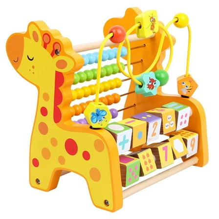Multifunctional Wooden Abacus Educational Toy For Kids Calculation Frame Learning Tool Colorful Beads Design Early Math Development Activity Safe Wood Material 8.66X7.08 Inch Size