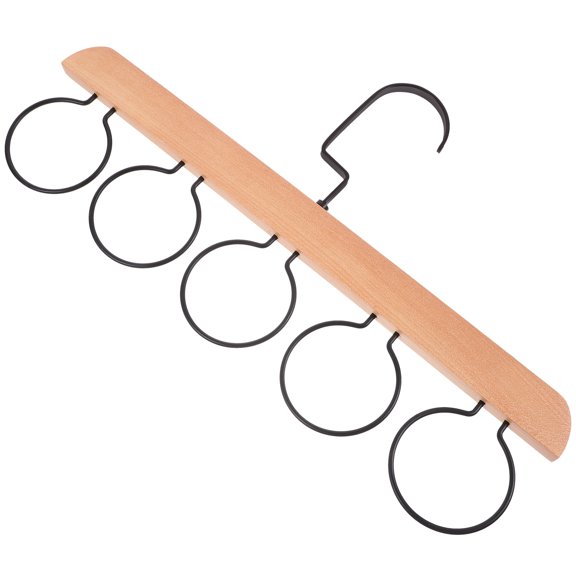 Raindrops Wooden Necktie Hanger with 5 Loops for Ties Belts Scarves Multifunctional Closet Organizer Simply Over Rod or Hook
