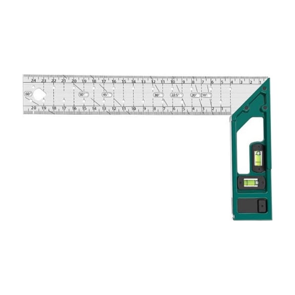 Multifunctional Woodworking Carpenter Tools L Shape Square with Bubble Levels Stainless Marking Gauge Ruler Manual Tool