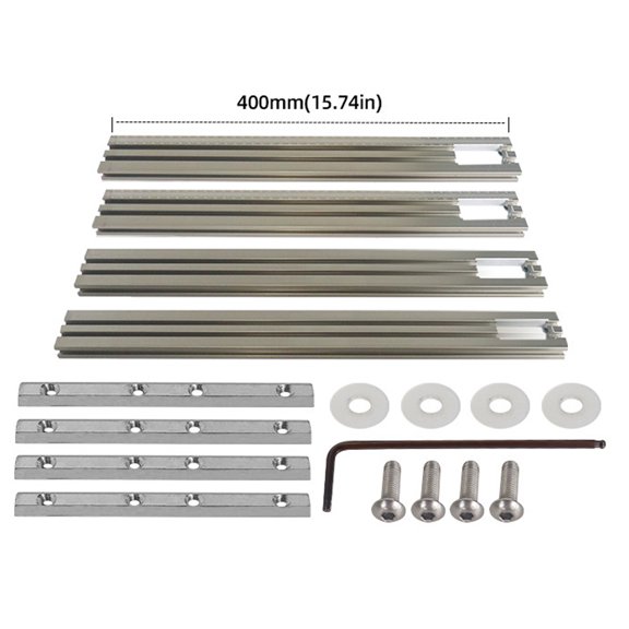 Multifunctional Woodworking Guide Rail System 15.7 Inches / 400 mm Aluminum Alloy Auxiliary Track with Slides and G-Clamps for Precision Trimming Milling Slot Routing and Engraving