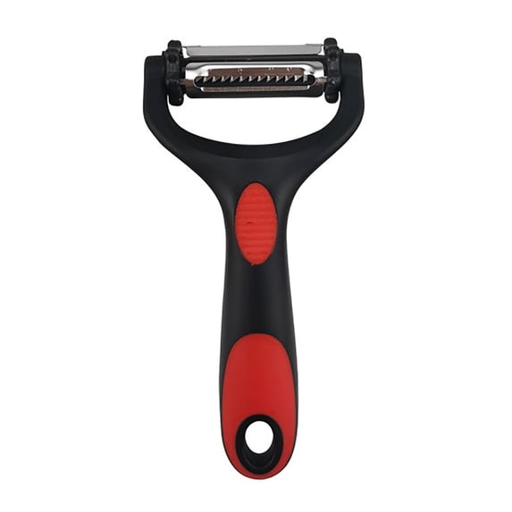 Multifunctional Y Peeler for Kitchen, 7.9" Rotary Stainless Steel Fruit & Veggie Peeler with Anti-Slip Handle, Sharp Potato Carrot Peeler Shredder Red & Black,1-Pack