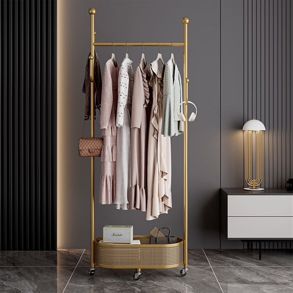 Multifunctional coat rack with storage basket 360 movable rotationBedroom and living room storage artifactHanging clothes/hats/bags/scarvesSpace-saving and stylish homeHome essential