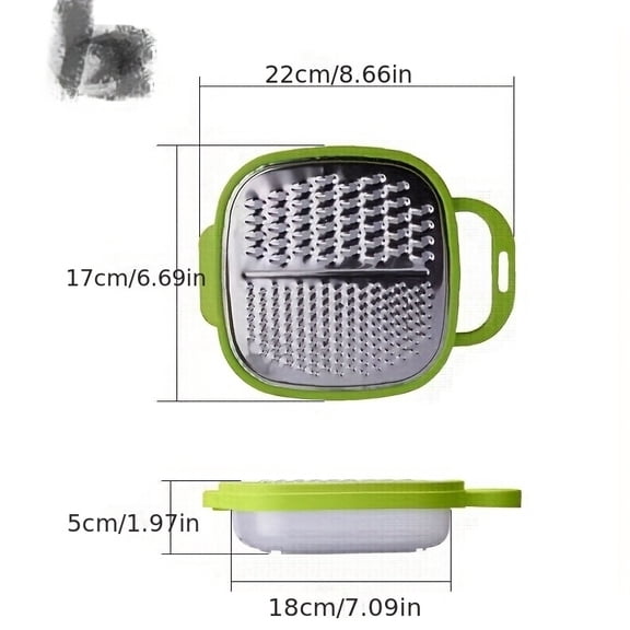 Multifunctional kitchen grater with container and lid - cheese, vegetable, ginger grating tool, adjustable thickness, safe and comfortable to use