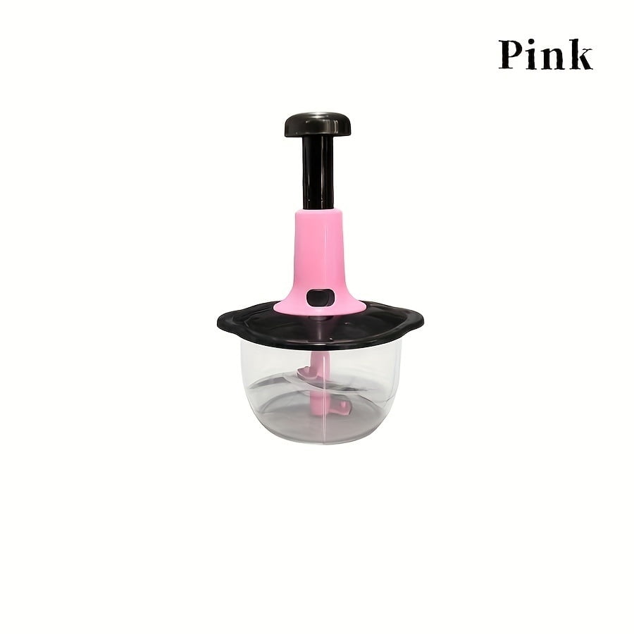 Multifunctional manual food processor, made of stainless steel, suitable for chopping vegetables, pressing garlic, and mincing meat, a must-have for home kitchens