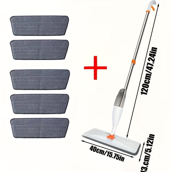 Multifunctional microfiber spray mop with reusable pads for dry & wet cleaning on hardwood, coated and tile floors. Long handle ideal for kitchen, bathroom and living room.
