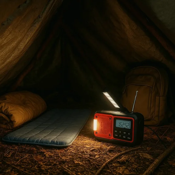 Multifunctional radio, multi-power emergency radio and NOAA, with built-in rechargeable battery, solar panel and hand-crank, suitable for emergencies and outdoor use