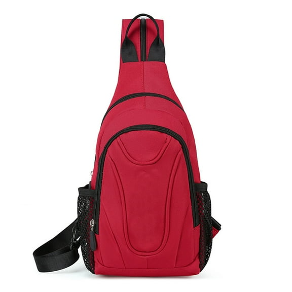 Multifunctional shoulder shoulder slung ladies backpack Oxford cloth slung men's chest bag. - red