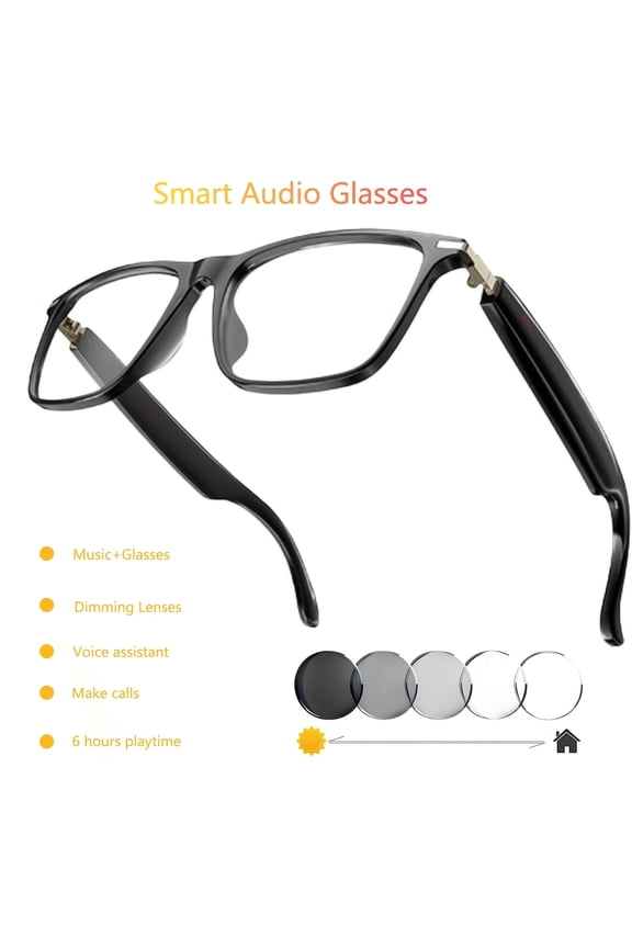 2025 New Smart Glasses, Bluetooth 6.0, 3s auto dimming, anti-blue light lenses convert to sunglasses, support music and calls