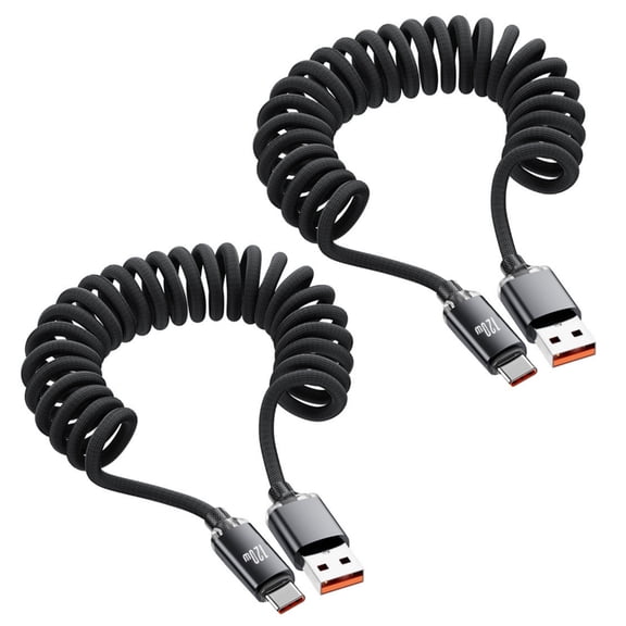 Multifuntional 120W Spring USB A Cable Fast Power Supply Nylon and Metal Texture Suitable for Phones and Electronics