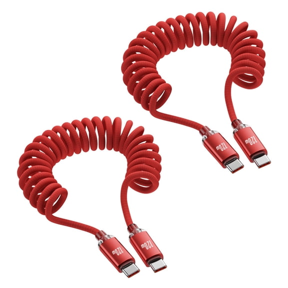 Multifuntional 120W Spring USB C Cable Fast Power Supply Nylon and Metal Texture