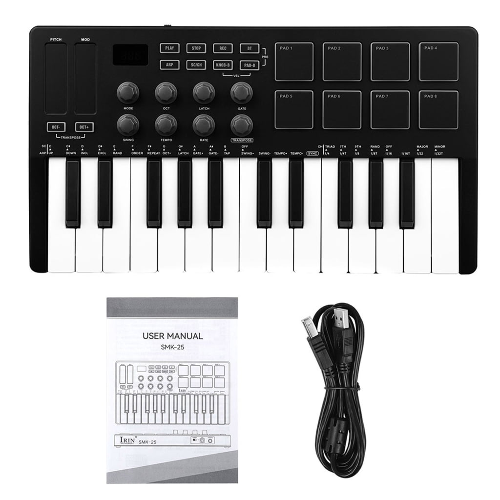Multifuntional 25 Key USB MIDI Controller Keyboard Suitable for Live Performances Studio Production and Music Editing