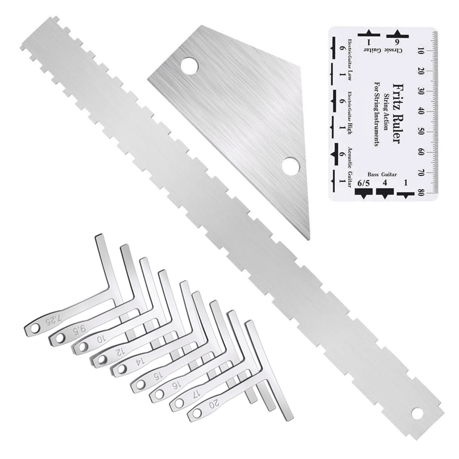 Multifuntional Guitar Luthier Set String Gauge Essential Tool for String Height and Fretboard Measurement