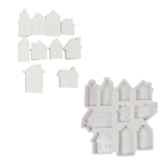 Multifuntional Silicone Mold Small House Shape Handmade Crafting Silicone Texture Perfect for Holiday Present