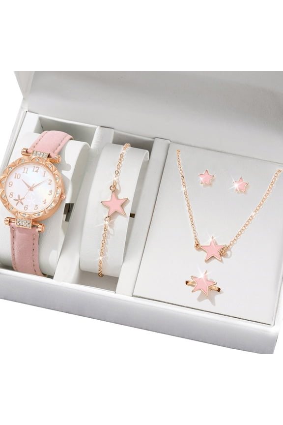Multifuntional Watch and Jewelry Ensemble Necklace Bracelet Rings Earrings Suitable for Women Daily Outfit Enhancement