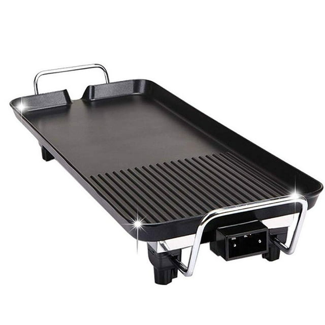 Multifuntional110V Electric Teppanyaki Grill Electric BBQ Grill Non-Stick Barbecue Plate Smokeless Barbecue Machine​ for Kitchen Indoor Outdoor Camping
