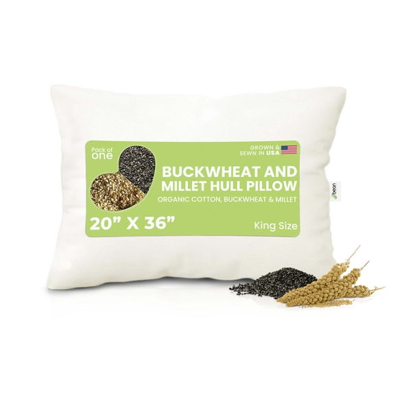 Multigrain 20X36" King Bed Pillow - Organic Cotton Fabric Soft Pillow for Sleep - Made in USA