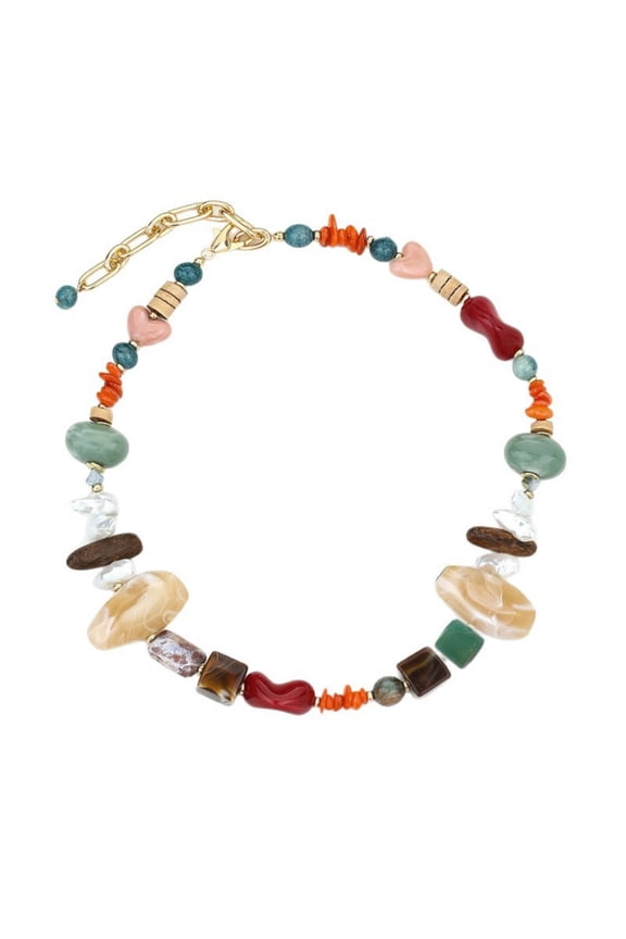 Multihued Stone Necklace Ergonomic Design Clavicle Chain Comfortable Wear Neck Jewelry Enhances Wardrobe Option