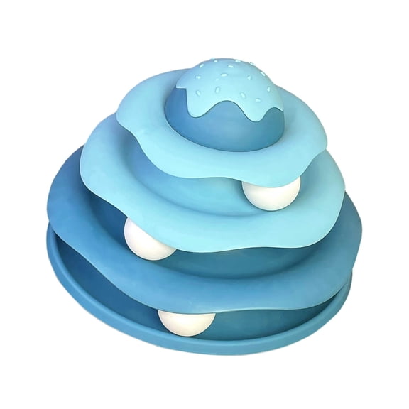 Multilayer Ice Cream Track Cat Toy, Detachable Easy Clean Design with 360 Spinning Balls, Interactive Boredom Relief for Indoor Kittens Exercise