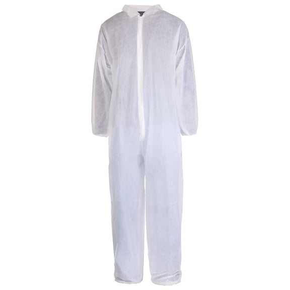 Multilayer Nonwoven Disposable Coveralls with Open Ankles & Elastic Cuffs, White Disposable Jumpsuits