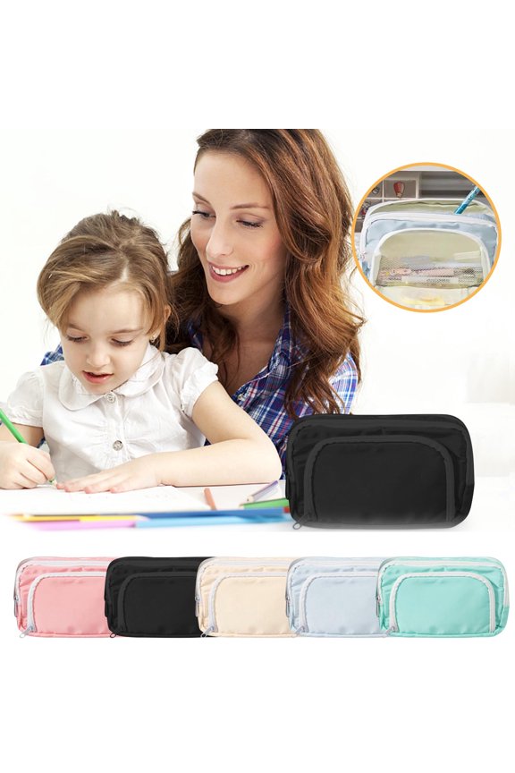 Multilayer Pencil Case Organizer | Large Capacity Dacron Zipper Stationery Storage Bag – Slim Portable Design, 21.5 x 8 x 13cm, Multiple Colors, Durable, Versatile for Office, Travel, Makeup