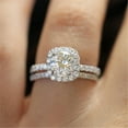 thumbnail image 1 of Multilayer Round Cut White Sapphire Full Diamond Engagement Rings Set, 1 of 2