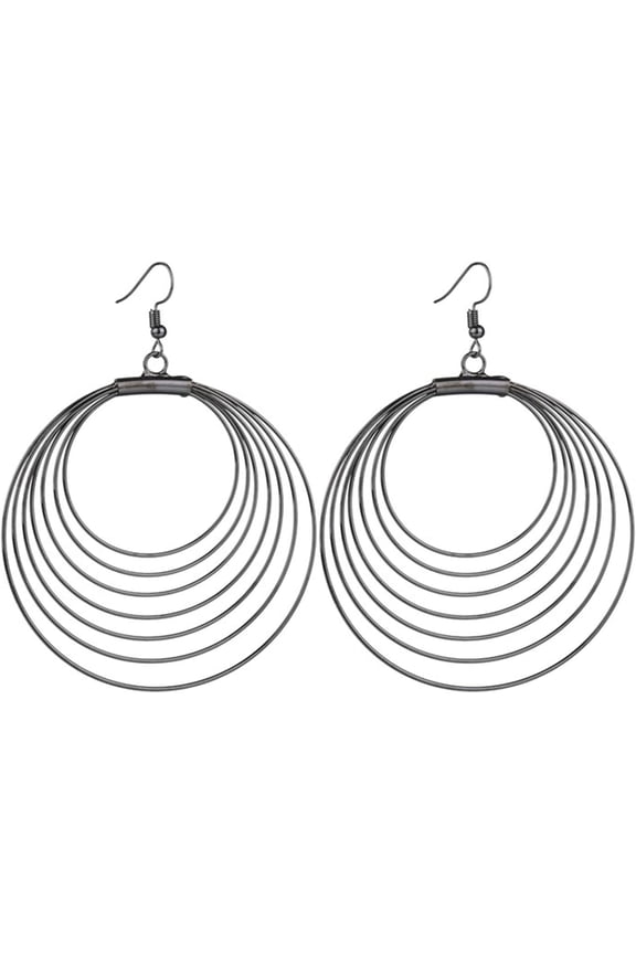Multilayer Round Hoop Earrings - Large Smooth Thin Metal Circle Geometric Boho Earrings