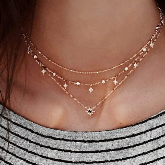Multilayer Star Moon Pendant Necklace