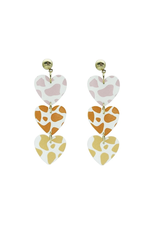 Multilayered Acrylic Resin Lightweight Heart Dangle Earrings for Women Polymer Clay Earrings,Cute Y2K Statement Geometric Flowers Leopard Pattern Earrings Fun Fashion Funky Jewelry