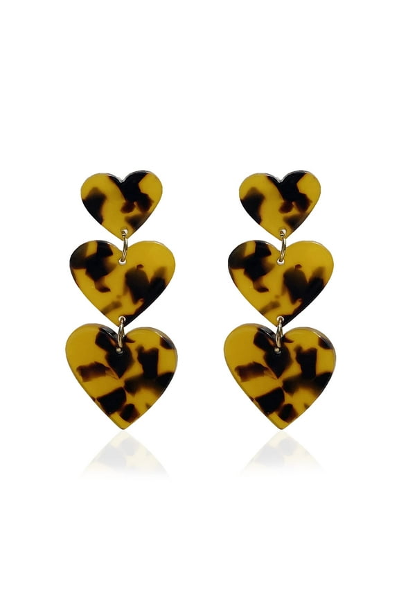 Multilayered Acrylic Resin Lightweight Heart Dangle Earrings for Women Polymer Clay Earrings,Cute Y2K Statement Geometric Flowers Leopard Pattern Earrings Fun Fashion Funky Jewelry