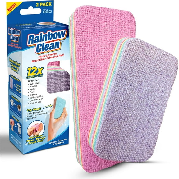 Multilayered Microfiber Cleaning Pads 2 Pack of Ultra-Absorbent, Reusable for Wet or Dry Use, Ideal for Blinds, Kitchen, Home Surfaces 12 Tearable Layers for Cleaning - Combo