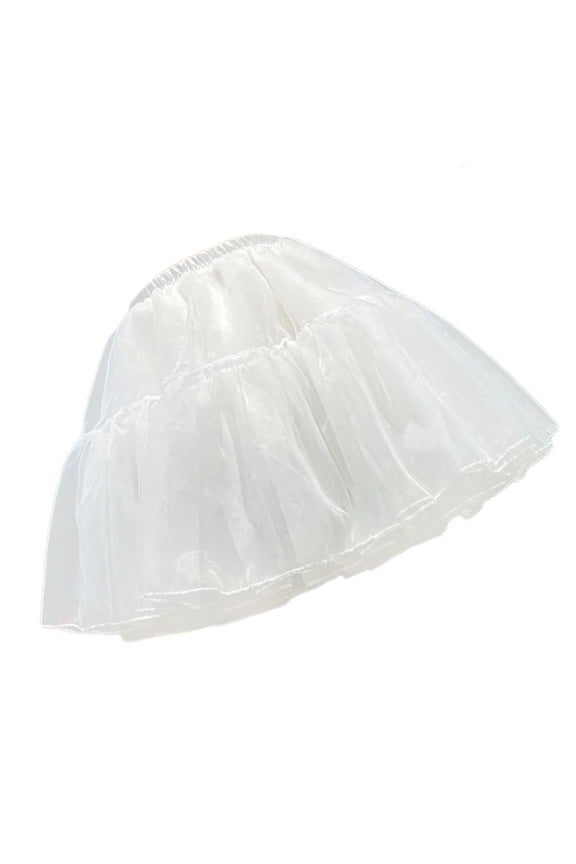 Multilayered Tulle Crinoline Petticoat for Women Girls Tutus Skirts Elastic Waist Underskirt Half Slips for Under Dress