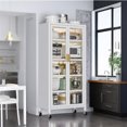 Multilevel White OpenDoor Kitchen Shelving for Household Microwave